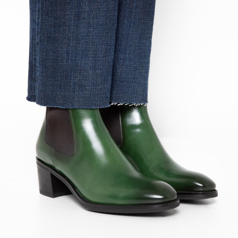 Bottes Femme Santoni En Cuir Luxe - Taille 38.5 - Style Rider Talon Bloc - Neuf Avec Emballage