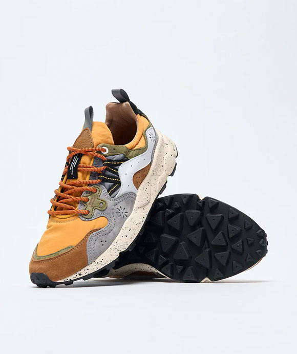 pair of yellow and gray sneakers premiata